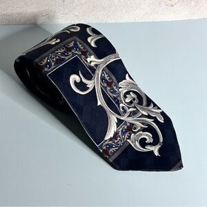 Puritan Navy and Silver Patterned 60” Tie